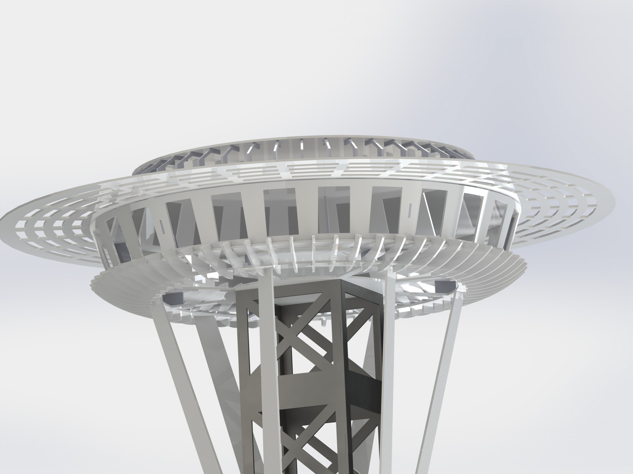 西雅图太空针塔，钣金拼图，3D拼图，metalcraft设计